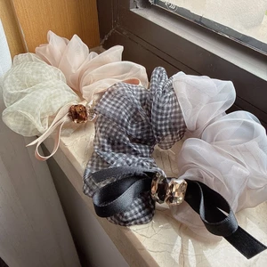Phong Cách Hàn Quốc Gạc Nơ Kim Cương Giả Scrunchy Tóc Lười Cảm Giác Đầu Hoa Thời Trang Sang Trọng Dây Buộc Thấp Đuôi Ngựa Bóng Tóc Nhẫn
