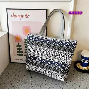 Túi đeo vai SAMO, Túi xách vải lưu trữ phong cách quốc gia, Túi đựng đồ mua sắm cỡ lớn thời trang dành cho sinh viên