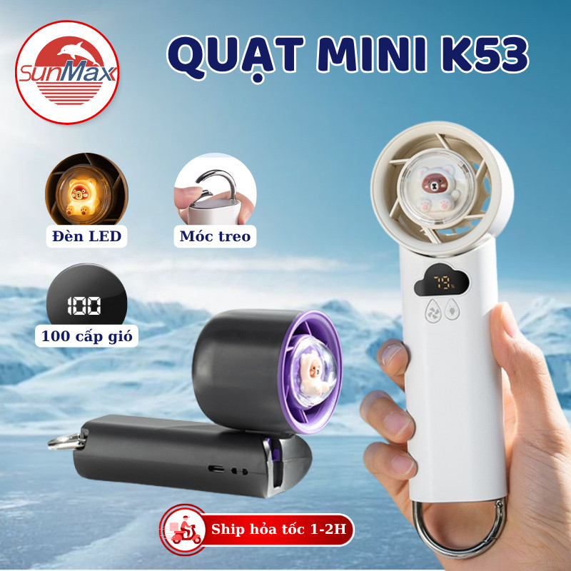 （​Giá đặc biệt​）Quạt Cầm Tay Mini Deladep Làm Mát Nhanh Với 120 Mức Gió, Màn Hình LCD Hiển Thị Tốc Độ Gió, Sạc Nhanh