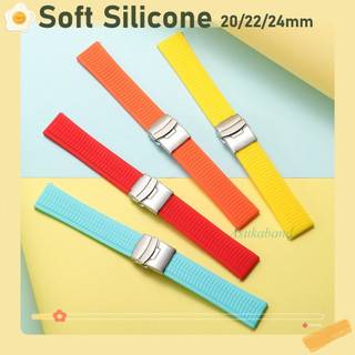 Dây đeo đồng hồ silicon chống nước 20mm 22mm 24mm cho SEIKO Diver Đồng hồ cao su Vòng tay Vòng tay thạch anh Đồng hồ cơ nam nữ Dây đeo cổ tay Khóa gấp