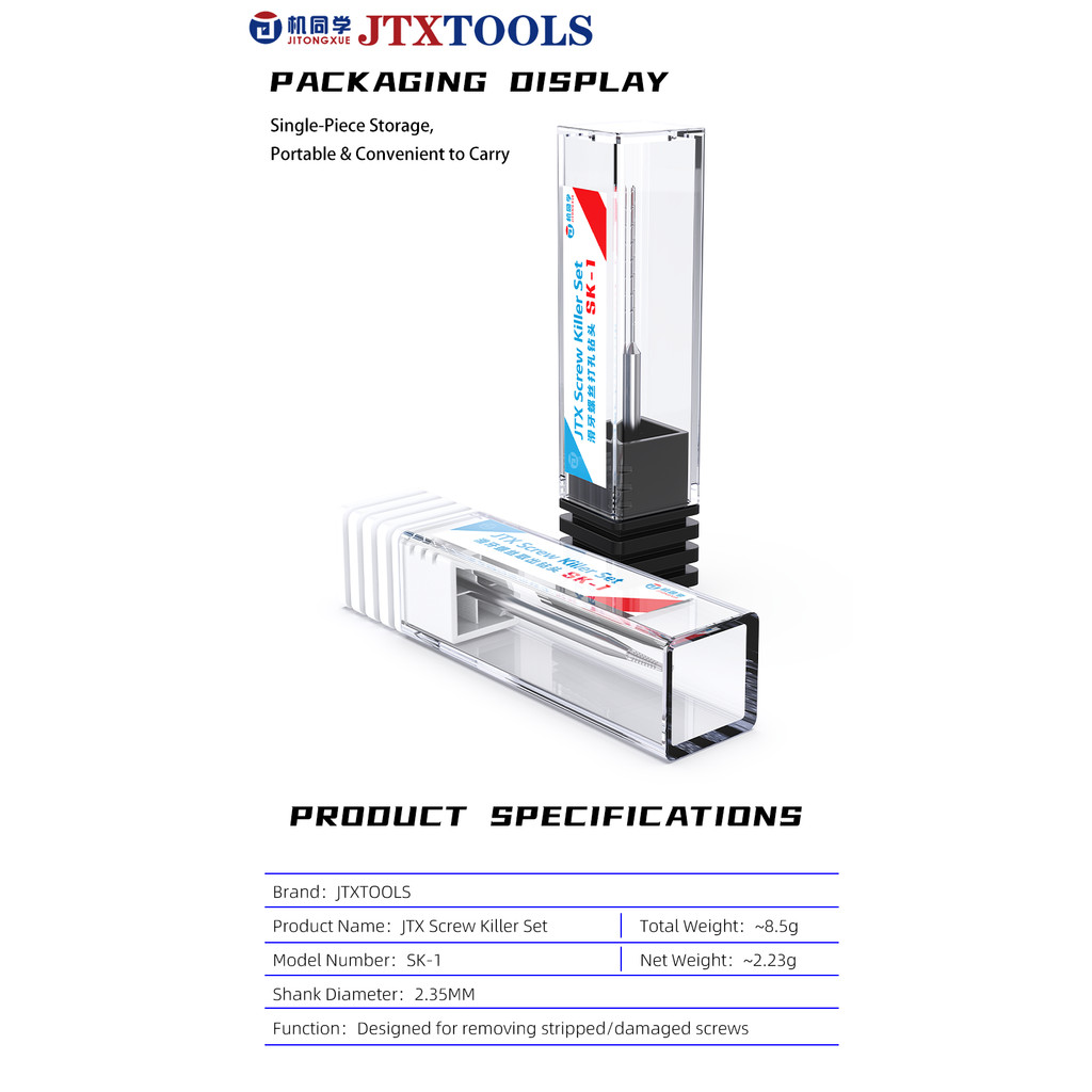 JTX SK-1 Vít Killer Set Chuyên Nghiệp Vít Extractor Cho iPhone Điện Thoại Di Động Sọc Mài Nhanh Loại Bỏ Vít Dụng Cụ