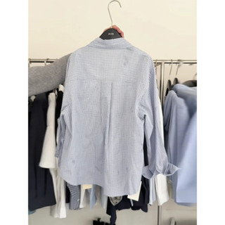 [Áo Sơ Mi Kẻ Sọc Phong Cách Hàn Quốc + Culottes Ngắn Một Bộ] Bộ Đồ Size Lớn Nữ Béo mm Áo Sơ Mi Kích Thước Cực Lớn 150kg Áo Sơ Mi Dài Tay Mùa Hè Nữ Thắt Lưng Co Giãn Hoa Bud Váy Ngắn Thời Trang Quần Áo Nữ Hai Mảnh