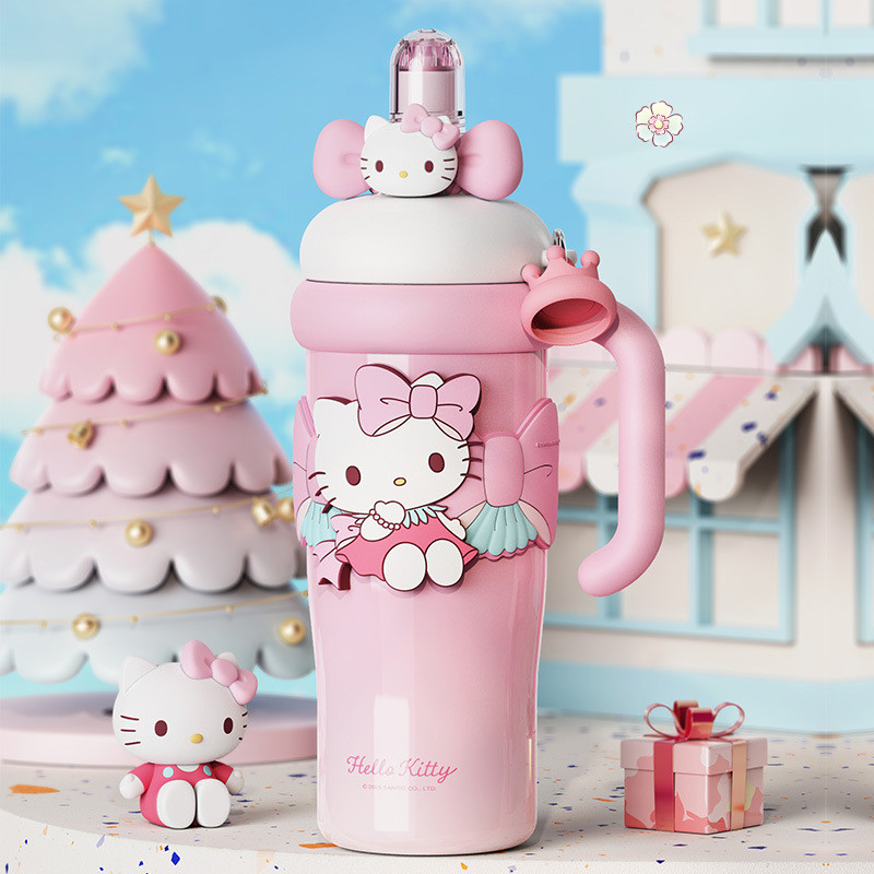 Cốc Cách Nhiệt Sanrio Kuromi Với Dung Tích Lớn Đá Viên Cốc Cho Bé Gái 2025 Mẫu Mới Học Sinh Ống Hút Bình Nước Uống Đôi Cốc Giữ Nhiệt
