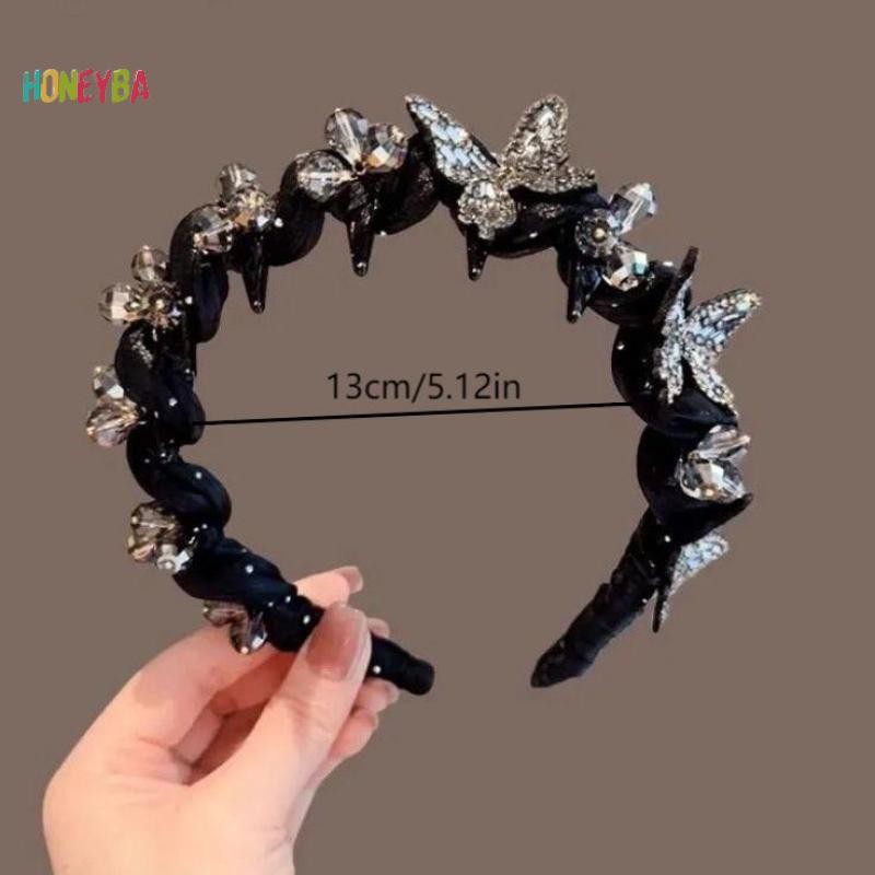 < Honeyba > Vòng buộc tóc pha lê thanh lịch thời trang Hàn Quốc Ngọt ngào chống trượt Phụ kiện tóc cưới
