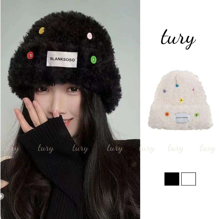 Nón Len Giữ Ấm Unisex Nam Nữ - Tury - Mũ Len Dệt Kim Trơn Đính Nút Nhiều Màu - NL011