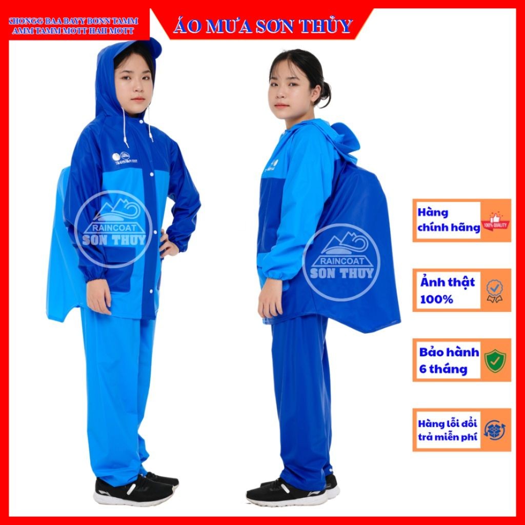 Bộ mưa trẻ em tuổi teen và người lớn cao 1m4-1m52, bộ áo mưa nhựa PVC cao cấp dày dặn, màu sắc tươi sáng BỘ TRẦN