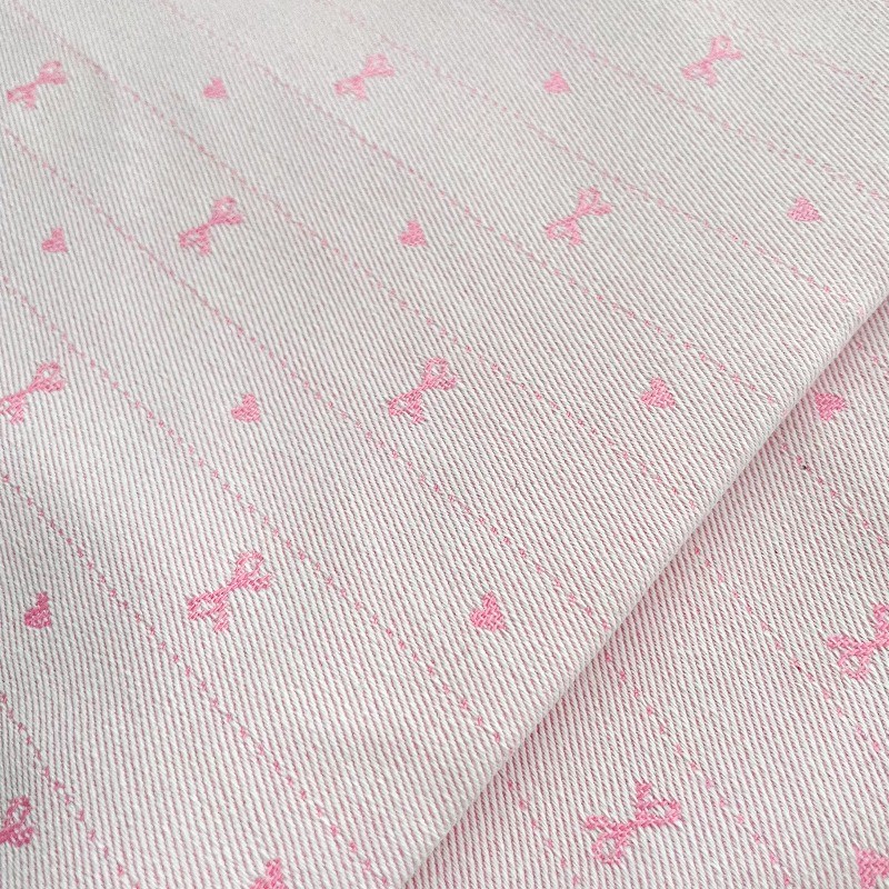 Nơ Tình Yêu Jacquard từ denim nhuộm polyester cotton, phù hợp làm phụ kiện handmade cho quần áo và hành lý, 0.5 mét