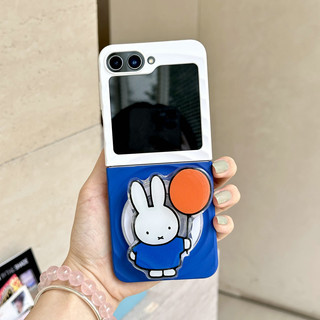 Ốp điện thoại gấp cho Samsung Galaxy Z Flip7 Flip6 Flip5 Flip4 Flip3 Boyang Thiết kế tương phản tối giản Miffy Rabbit khung từ tính Vỏ điện thoại tpu cứng