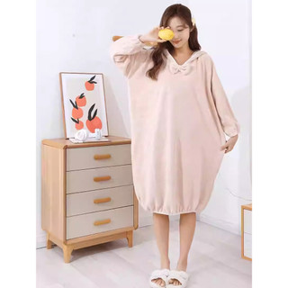 Áo choàng tắm mùa thu đông có thể mặc khăn tắm cho nữ Hộ gia đình Lông cừu san hô thấm nước mềm mại Váy tắm khô nhanh Váy ngủ tắm