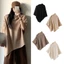 ESSENCEH Dệt Kim Dày Ấm Poncho, Khăn Choàng Pashmina Ấm Áp Không Đều, Dày Thường Ngày Có Nút Đeo Vai Top Thu Đông