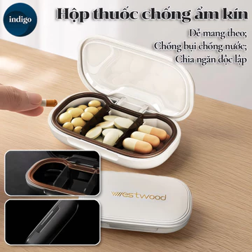 Hộp thuốc nhiều phá Cầm tay,Đồ chia thuốc 6lưới,Hộp đựng thuốc có ngăn chia có thể tháo rời,Hộp đựng đồ nhỏ chống ẩm kín