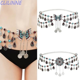 Dây xích thắt lưng bướm tua rua kim cương giả, phù hợp cho đầm