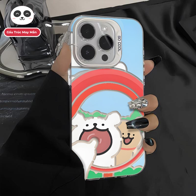 Ốp Lưng iPhone Hình Cặp Đôi Chọc Gương Vui Nhộn - Tương Thích 16/15/14/13/12/11 Pro Max, XS Max, X