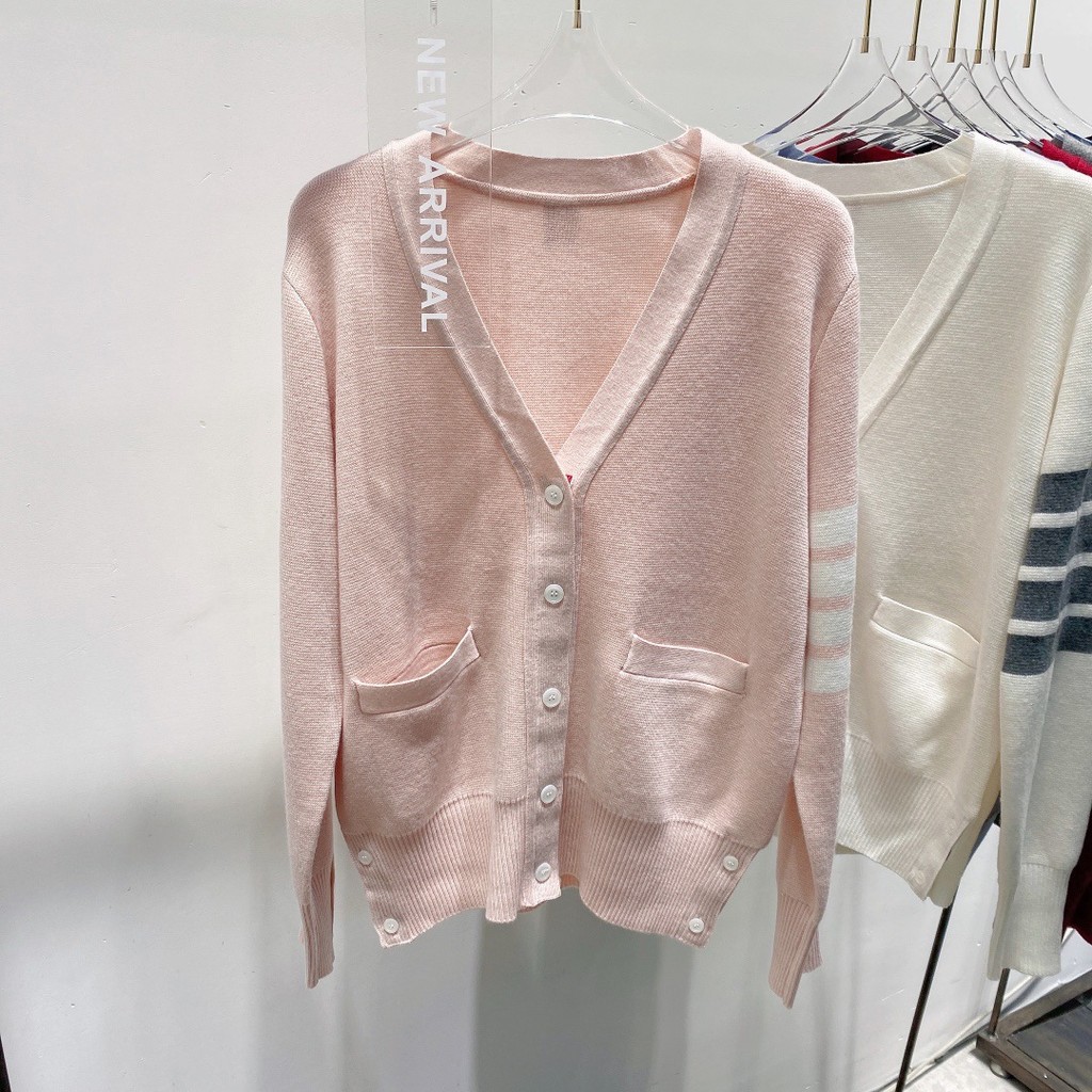 thombrowne 1295Five-button Solid Color Cardigan Sweater Knit V Long-sleeve Jacket with Collar Same Style
