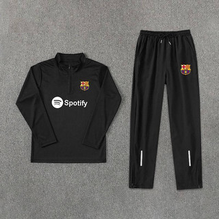 2425 Barcelona Real Madrid Football Half Zipped Stand Collar Long Sleeve Training Clothes Suit Men's Quick-Drying Running Sports Two-Piece Suit AOWQ