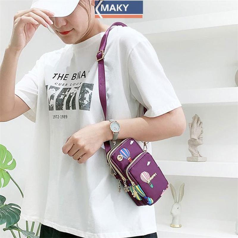 Onetimingcool Chống Thấm Nước Nylon Nữ Đeo Ngang Điện Thoại Túi Đeo Vai Túi Nhỏ Ví Thắt Lưng VN