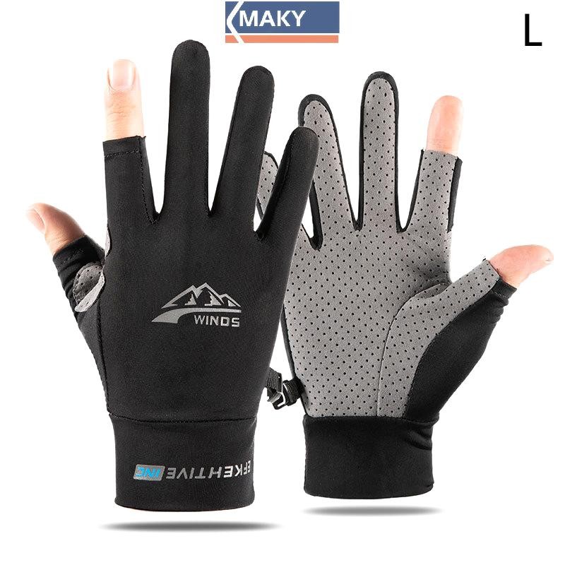 Onetimingcool Găng Tay Mùa Hè Nữ Mỏng Ice Silk Chống Tia Cực Tím Sương Ngón Tay Màn Hình Cảm Ứng Lái Xe Chống Trơn Trượt Găng Tay Thoáng Khí VN