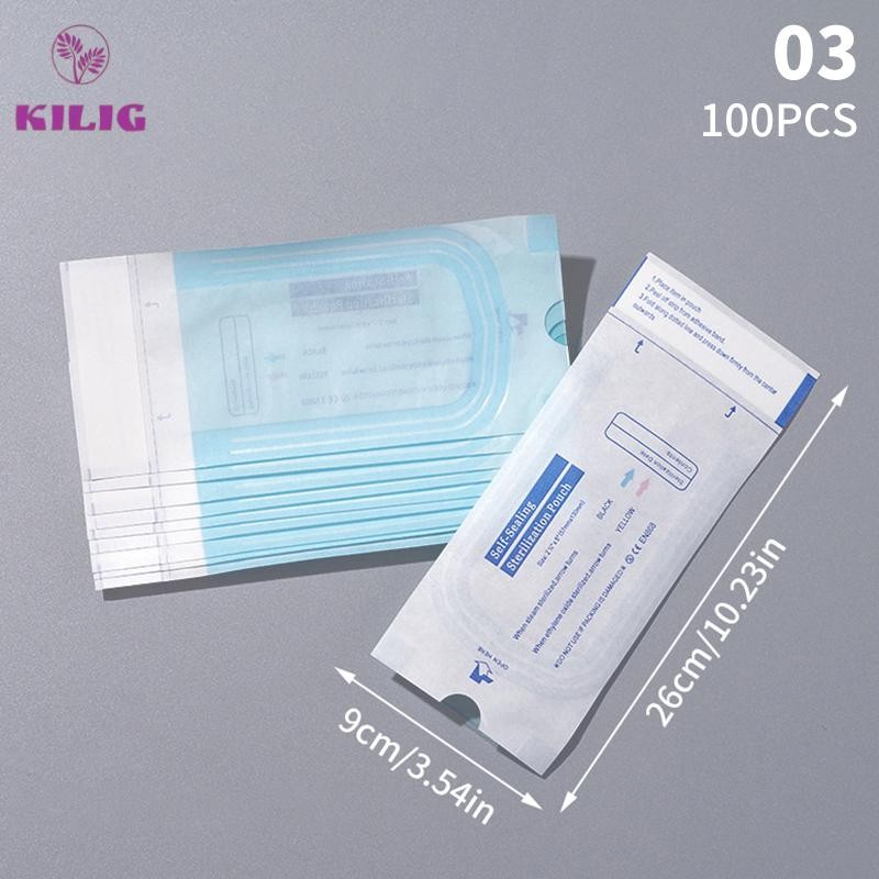Bộ 100 Túi Tiệt Trùng 4 Kích Thước Dùng Một Lần Để Đựng Dụng Cụ Xăm Móng Tay Mới