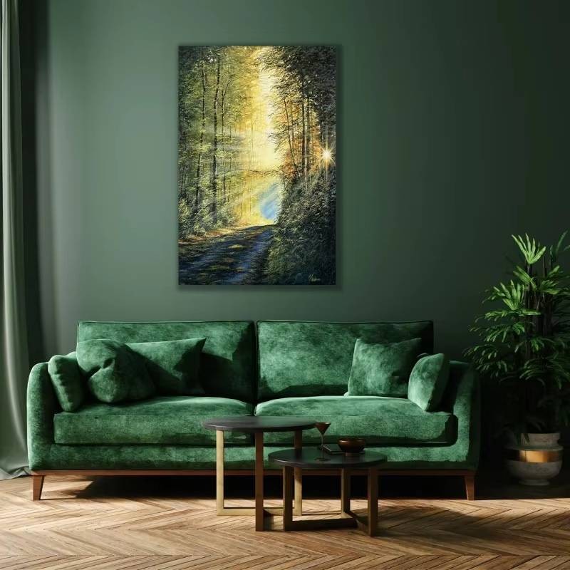 Rừng Gỗ Cây Nắng Nước Thiên Nhiên Mùa Xuân Phong Cảnh poster Hiện Đại Phong Cảnh Vải Tranh Tường Phòng Khách Nghệ Thuật Trang Trí Nhà