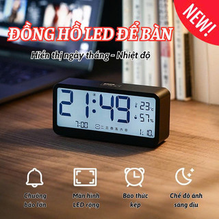 Đồng Hồ Báo Thức Để Bàn Bunnies House – Màn Hình LCD Cao Cấp Hiển Thị Nhiệt Độ, Độ Ẩm Đa Năng
