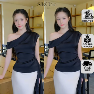 Áo Kiểu Lụa Nữ Thanh Lịch NV778 Áo Lệch Vai Nữ Đẹp Sang Trọng Thời Trang Cao Cấp Dễ Phối Đồ