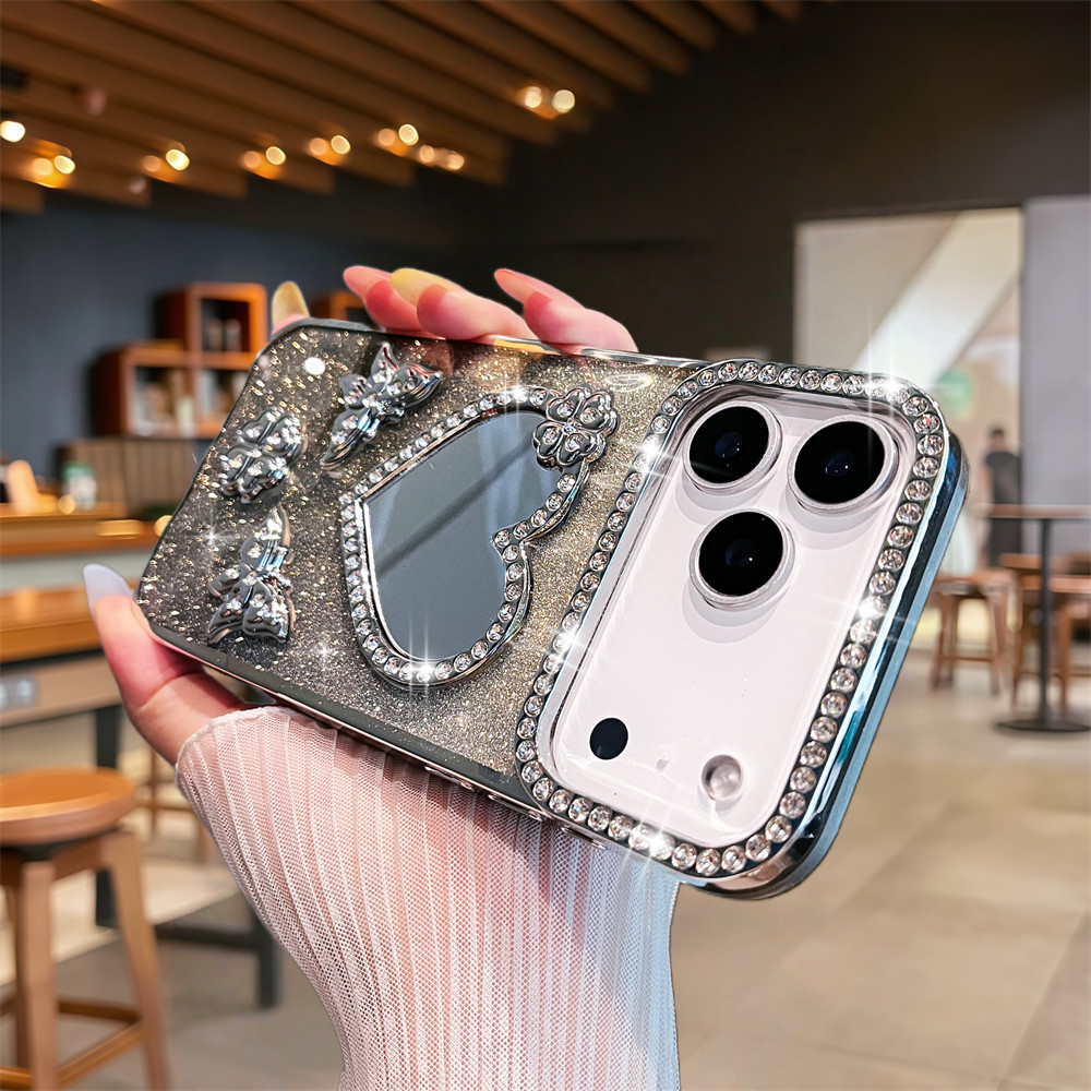 Ốp điện thoại gương 3D sang trọng cho iPhone 17 Pro Max 16 11 12 13 14 15 Pro Max Air 15 16 plus Bảo vệ Camera ống kính Vỏ chống sốc Vỏ mềm TPU Vỏ bảo vệ điện thoại