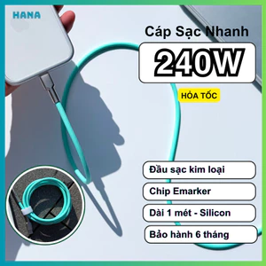 Dây cáp sạc nhanh type C 240W, chip E-marker, Dây silicon siêu bền, hỗ trợ QC/PD - BH 6 tháng