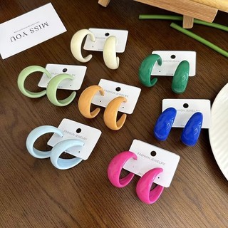 Bông tai hình chữ C màu kẹo