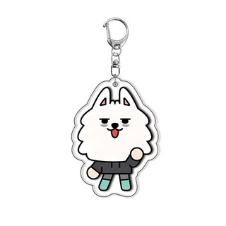 Women Men Arcylic Keychain Fashion Animal Cat Figure Yellow Spring Red Maple Leaf Shape Jewelry Costume Accessories Part