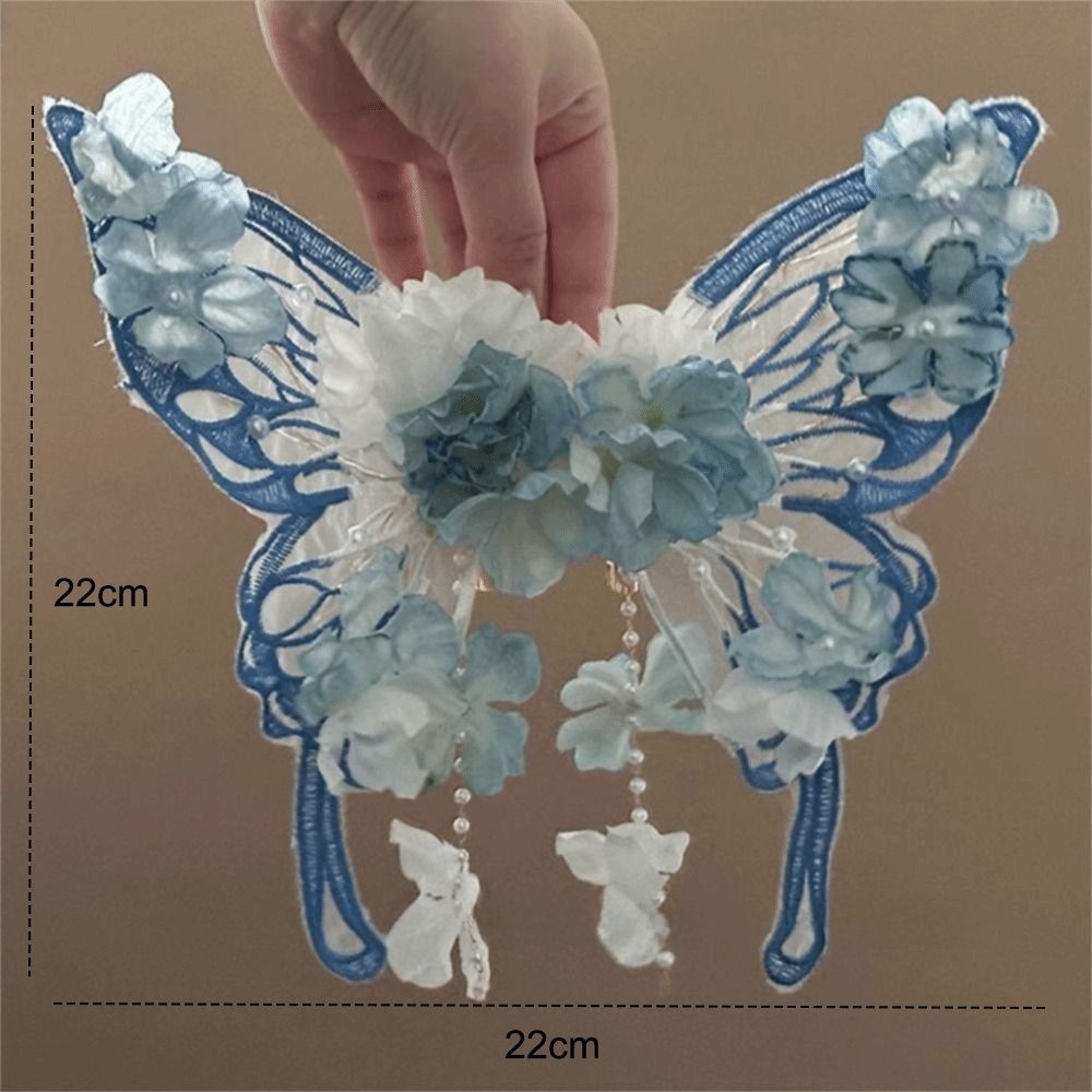 MERIGGIARE 2 Cái / bộ Kẹp Tóc Bướm Truyện Cổ Tích, Kẹp Tóc Thanh Lịch Phong Cách Cổ Đại, Kẹp Tóc Tua Rua Tạo Kiểu Cực Lớn Thanh Lịch Dành Cho Nữ Bé Gái