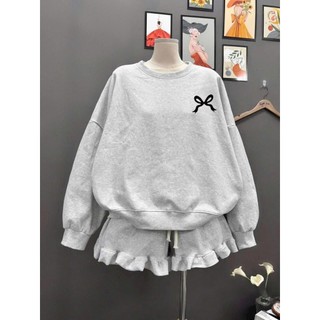 Mẫu áo sweater mùa đông cổ tròn chất nỉ dài tay đẹp, ấm áp cho mùa lạnh- hình nơ đen xinh-THUBA