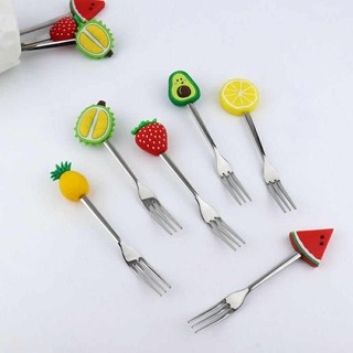 2 Dĩa ăn Hoa Qủa Hình Trái Cây,Nĩa Xiên Trái Cây,Bánh Ngọt Cán Qủa Dâu Xinh Xắn