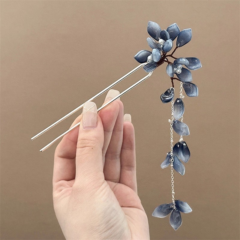 MAUROPOLI - Kẹp tóc hoa cổ điển và mũ Hanfu cao cấp, phụ kiện tóc sườn xám dành cho cô gái