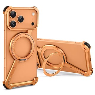 [JLK] Ốp Điện Thoại Kim Loại Không Khung Cho iPhone 17 Air / 17 Pro / Pro Max Có Chân Đế 360° Ốp lưng chống sốc bảo vệ từ tính xoay được