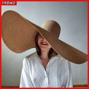 Mũ chống nắng vành rộng lớn YRBWD, Mũ đi biển cỡ lớn 70cm có thể gập lại, Mũ che nắng chống tia cực tím bằng ống hút