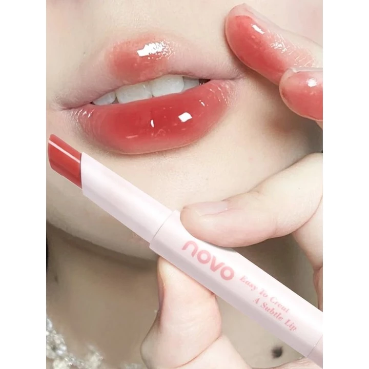 NOVO Pha Lê Thạch Son Môi Màu Khỏa Thân Nước Bóng Gương Chắc Chắn Son Bóng Son Bóng Dưỡng Ẩm Dưỡng Ẩm Không Phai Màu Không Mặt Ánh Sáng Ma