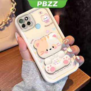 Ốp Lưng Cho Realme C21Y C25Y C21 Vỏ Điện Thoại Vỏ Mềm Silicon Chống Sốc Thiết Kế Mới Thẩm Mỹ Có Giá Đỡ 360° Gương trang điểm mèo dễ thương cho bé gái JTXMMZJ