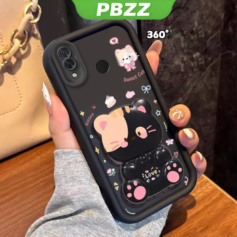 Ốp Lưng Cho redmi Note 7 pro Note 7 Vỏ Điện Thoại Vỏ Mềm Silicon Chống Sốc Thiết Kế Mới Thẩm Mỹ Có Giá Đỡ 360° Gương trang điểm mèo dễ thương cho bé gái JTXMMZJ