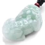 Vòng cổ mặt dây chuyền Unisex Jade Pixiu - Jadeite tự nhiên màu xanh nhạt (BeanSeed) - Dây bện đen có hạt đỏ - Dây chuyền áo len có thể điều chỉnh (21-50cm)
