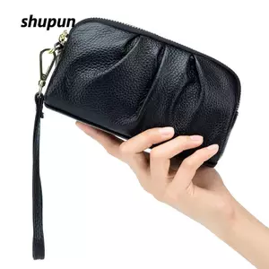 Ví điện thoại SHUPUN, Ví nữ da PU đa chức năng, Túi đeo tay dung lượng lớn có khóa kéo dài thông thường