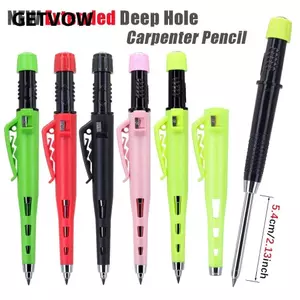 Bút chì đánh dấu lỗ sâu GETVOW, Bút chì chế biến gỗ đầu dài 54mm 2,8mm, đa chức năng có nắp bút Đánh dấu lỗ sâu Bút chì khai thác xây dựng chế biến gỗ