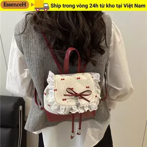 ESSENCEH Bướm Thắt Lưng Ba Lô, Ren Viền Nhẹ Mini Ba Lô, Thời Trang Ngọt Ngào Chấm Bi Túi Sách Nhỏ Nữ