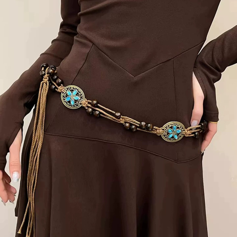 Dây thắt lưng bện Bohemian nữ 2026 Phong cách mới Thiết kế thích hợp Thắt lưng cổ điển