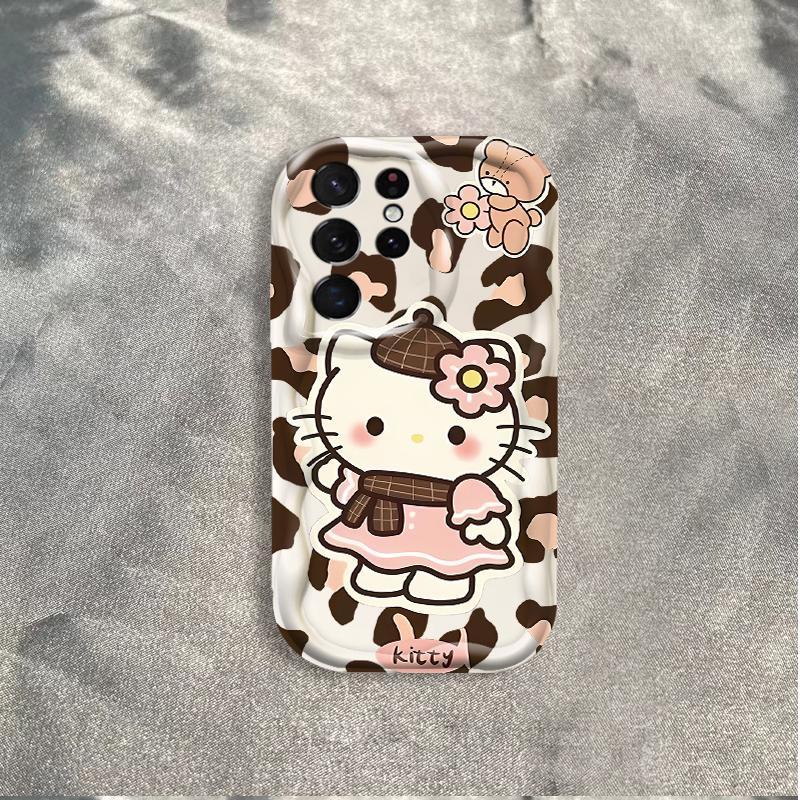 Ốp Silicon Hoạt Hình Cho Samsung S20 S21 S22 S23 S24 S25 S26 + FE Plus Bảo Vệ Siêu 3D Vỏ Điện Thoại Mềm TPU Da Báo Kitty Ốp Lưng Chống Sốc