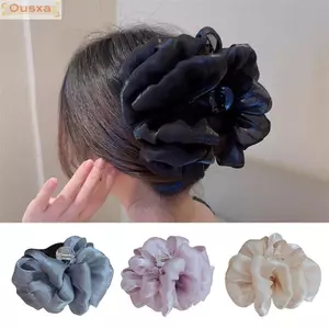 Kẹp Tóc OUSXA, Kích Thước Lớn Thanh Lịch Lụa Bong Bóng Cá Mập Kẹp, Phụ Kiện Tóc Chuyên Nghiệp Lưng Đầu Bun Dành Cho Nữ Cô Gái Nữ