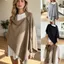 BRABRAA Dệt Kim Dày Ấm Poncho, Khăn Choàng Pashmina Dày Ấm Áp, Không Tay Có Nút Thường Ngày Nữ Đeo Vai Thu Đông