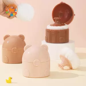 CANAMEK Hình Gấu Hộp Trống Bột Bé Phụ Hộp Bảo Quản Rỗng Hộp Đựng Bột Trống Đa Năng Trống Hộp Puff Cho Trẻ Em CSF
