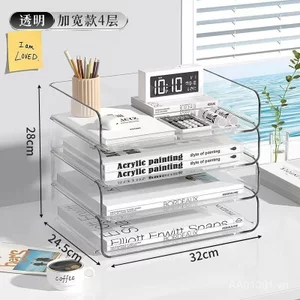 Giá Để Tập Tin Văn Phòng Để Bàn Nhiều Lớp Hộp Lưu Trữ Trong Suốt Giá Tập Tin Có Thể Xếp Chồng Acrylic Kệ Sách Bookend TSVX