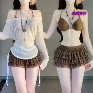 SAMO 3 Bộ Đồ Bơi Riêng Biệt, Bộ Bikini 3in1 Nhìn Xuyên Qua Cho Nữ, Thời Trang Ngọt Ngào Có Nắp smock Bộ Đồ Tắm Mùa Hè Gợi Cảm