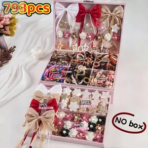 Bộ Phụ Kiện Tóc JVSUB, Kẹp Tóc Nơ Ngôi Sao Hoa Lấp Lánh, Dây Buộc Tóc Co Giãn Kiểu Tóc Bé Gái